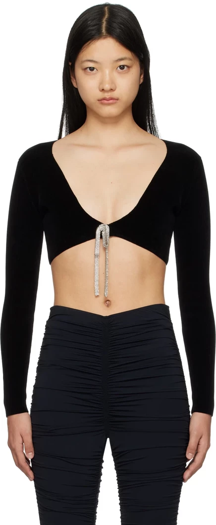 Black Cropped Cardigan black