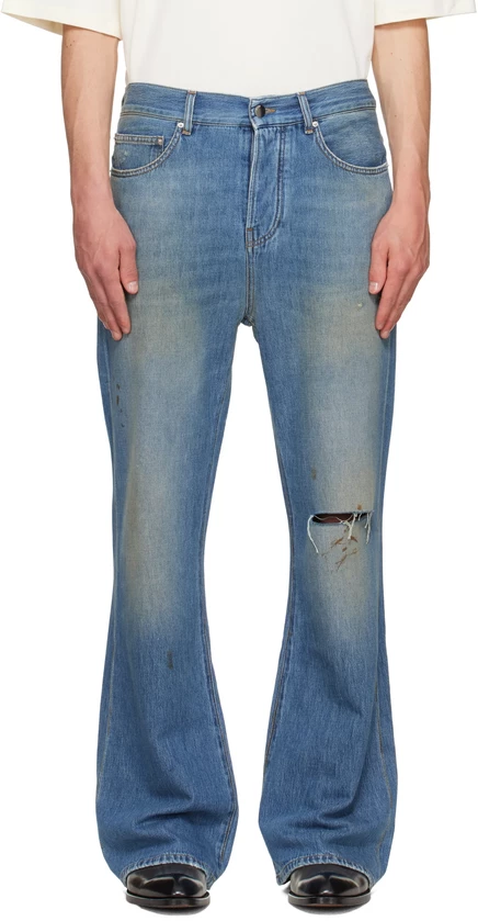 Мужские джинсы Amiri Slash клеш, небесно-голубые