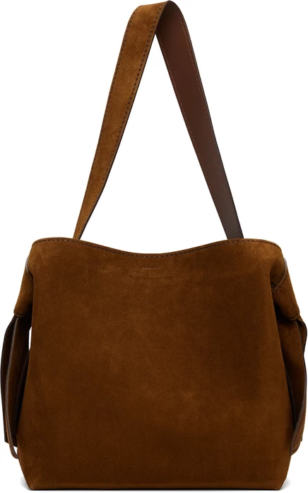 Женская замшевая сумка Acne Studios Musubi Midi, коньячная