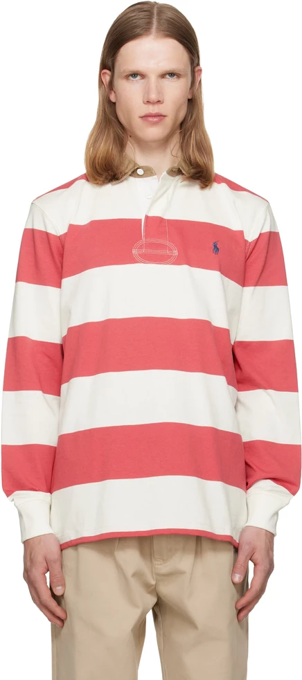 Мужское поло Polo Ralph Lauren, красно-кремовое