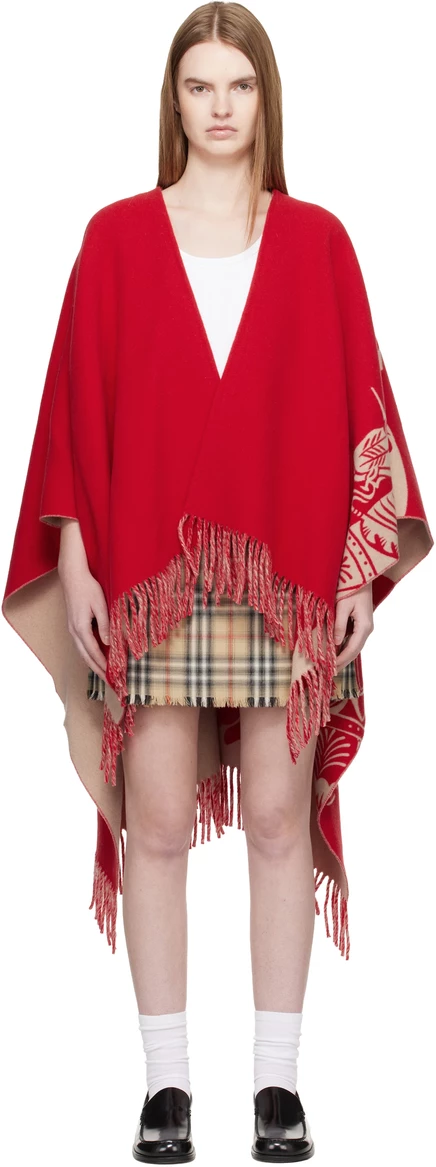 Женская накидка Burberry EKD из шерсти и кашемира, красная