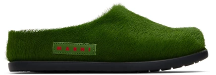 Мокасины-слипоны Marni Kids зеленого цвета Fussbett, размер 4