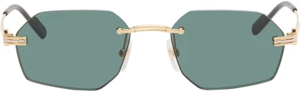 Cartier Gold 'Première de Cartier' Sunglasses gold/gold/green