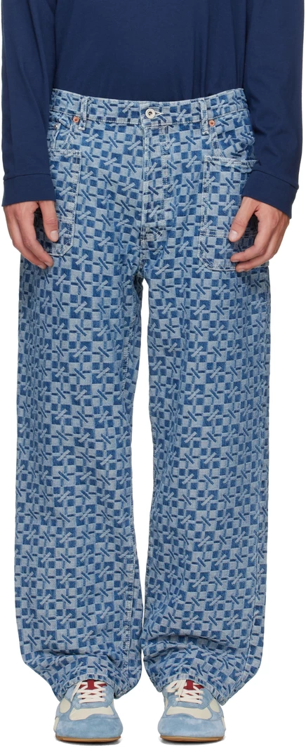 Мужские джинсы Kenzo «Kenzogram» карго, голубые