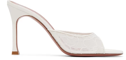 Женские босоножки Amina Muaddi Alexa Lace 95, айвори