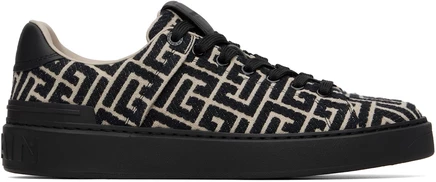 Мужские кроссовки Balmain B-Court, черно‑бежевые