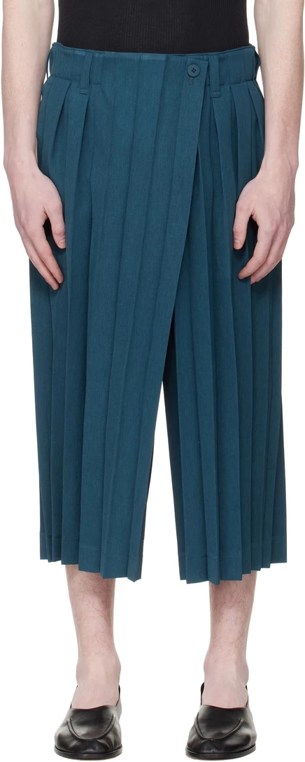 Мужские брюки Homme Plissé Edge Ensemble, тёмно-синие