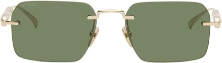 Женские очки Gucci Bamboo, золотые/золотые/зелёные