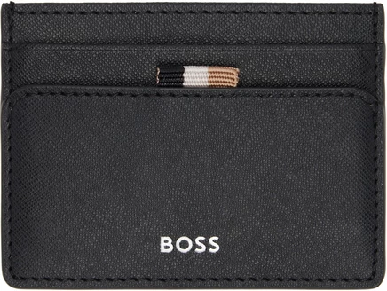 Мужской кардхолдер BOSS с тисненым логотипом, черный