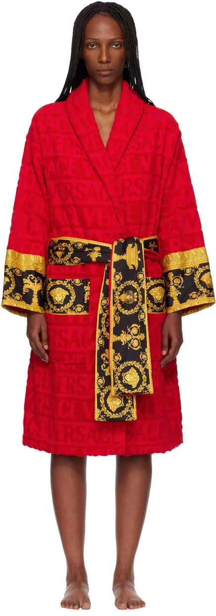 Халат Versace Red 'I Heart в стиле барокко' красный