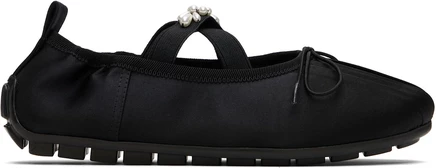 Женские балетки Simone Rocha Embellished Grip, чёрные/жемчужные