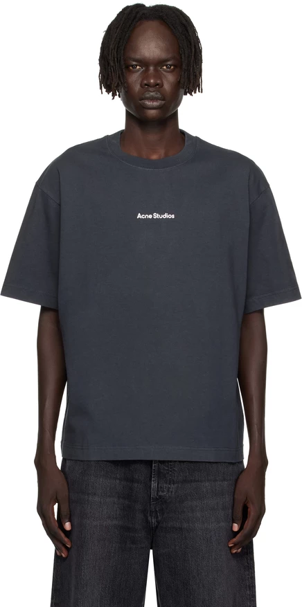 Футболка свободного кроя с логотипом Acne Studios Black Stamp черного цвета