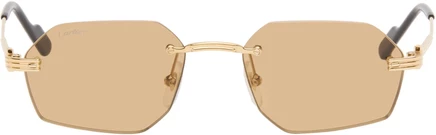 Cartier Gold 'Première de Cartier' Sunglasses gold/gold/brown