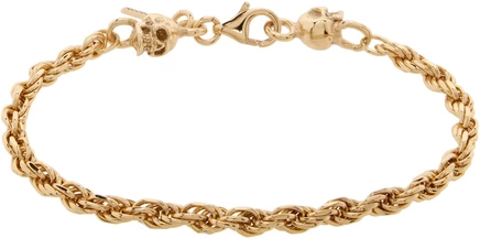 Мужской браслет Emanuele Bicocchi Rope Chain Skulls, золотой