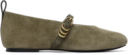 замшевые туфли Mary Jane на плоской подошве цвета хаки Rag & bone из замши Spire olive night