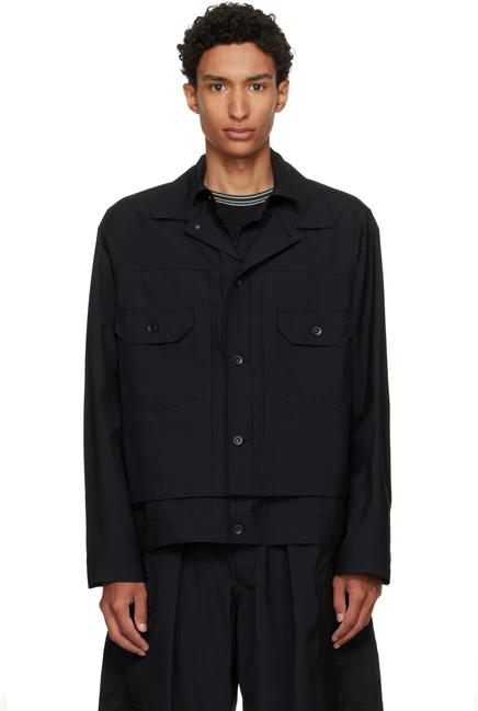 Мужской шерстяной пиджак Sacai, черный