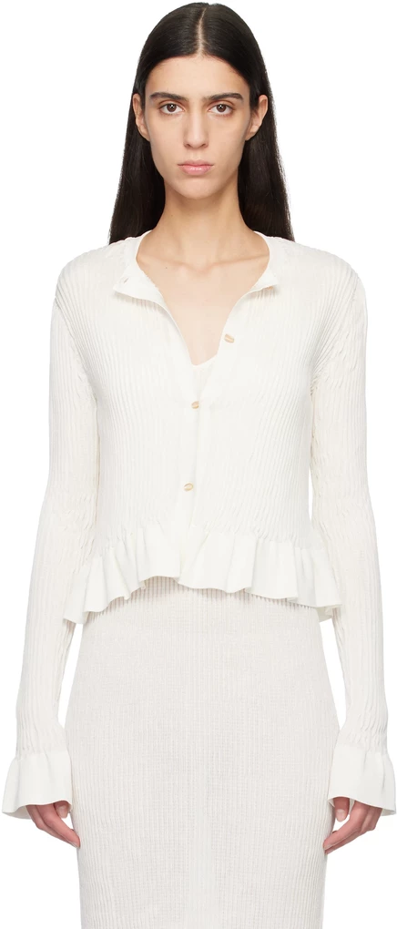 Женский кардиган Jil Sander с рюшами, белый