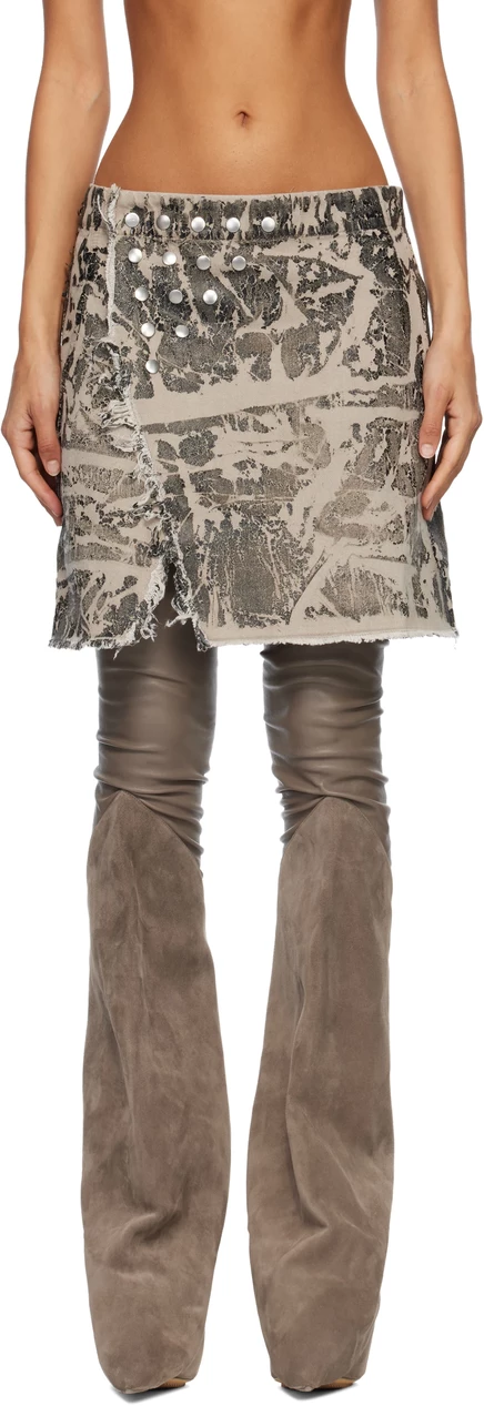 Rick Owens DRKSHDW Черная джинсовая мини-юбка Concordians Sisysnap из черной промытой фольги