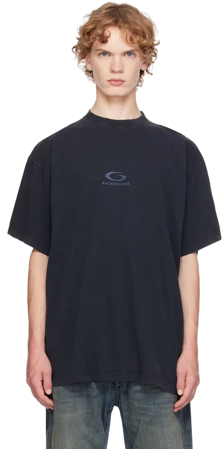 Мужская футболка Balenciaga Loop, оверсайз, черная