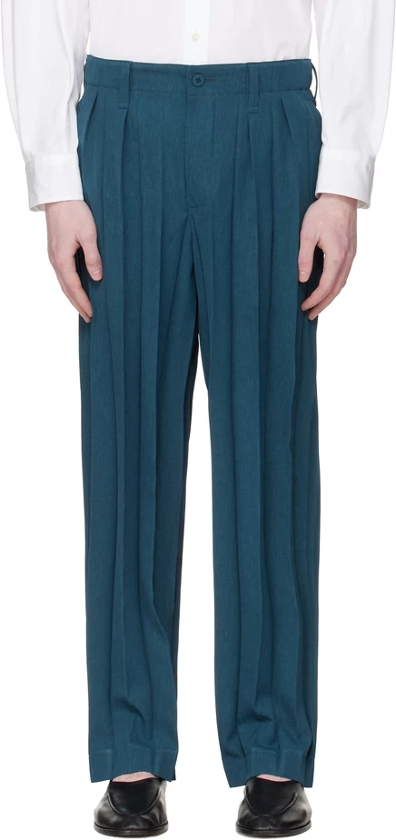 Мужские брюки Homme Plissé Edge Ensemble, тёмно-синие