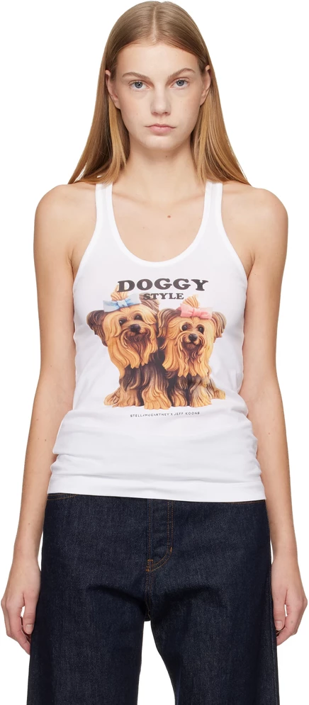 Женская майка Stella McCartney Doggy Style, белая