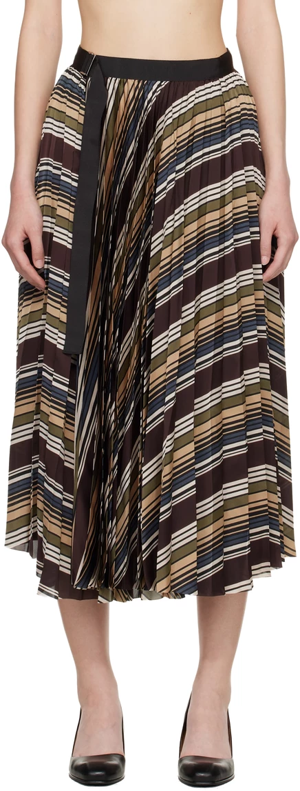 Женская миди-юбка Sacai Multicolor, коричнево-бежевая