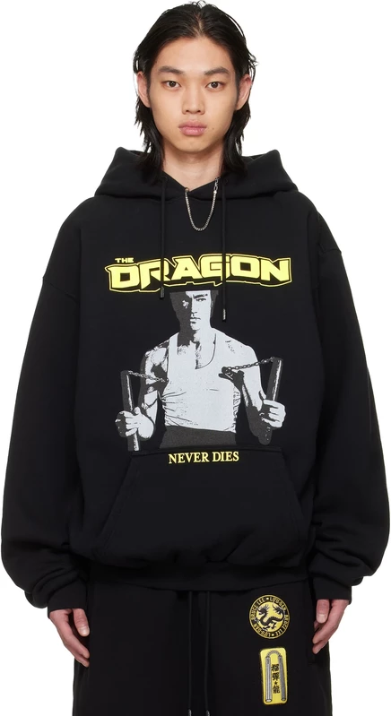 Мужское худи LU'U DAN Bruce Lee x Lựu Đạn, черное