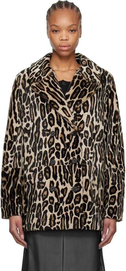 Женская дубленка RedOne Leopard Shearling, леопардовый принт