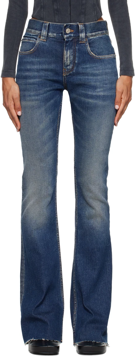 Женские джинсы Balenciaga Slim Fit Bootcut, темно-синие