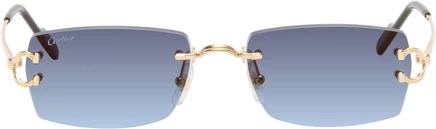 Мужские солнцезащитные очки Cartier C, золотые/синие
