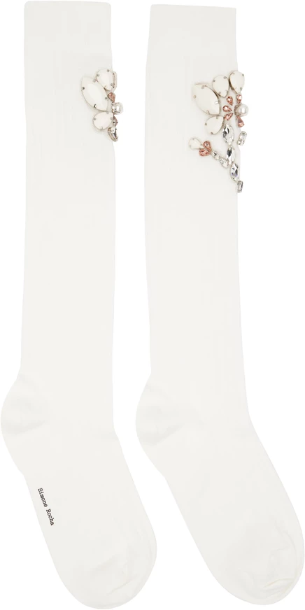 Женские гольфы Simone Rocha Poppy Crystal, айвори/прозрачные