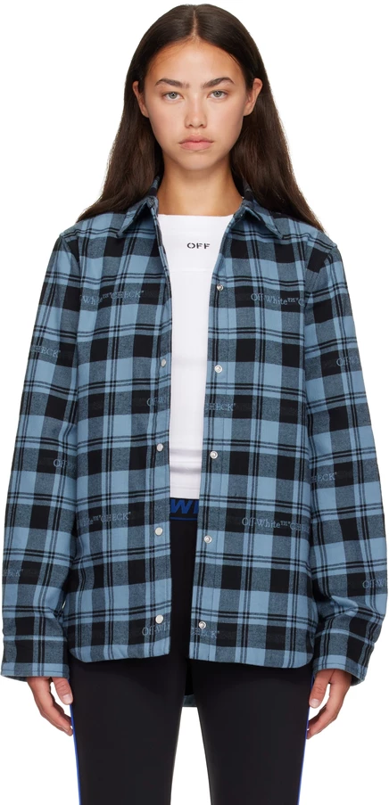 Женская фланелевая рубашка Off-White Check, сине-черная