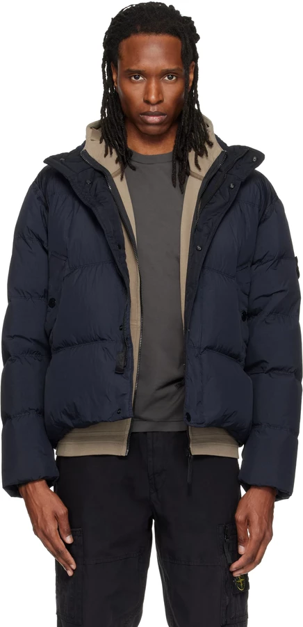 Мужская куртка Stone Island 4100109 пуховая, темно-синяя