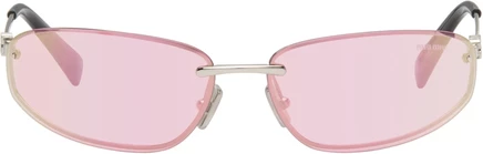 Солнцезащитные очки Miu Miu Oval, серебристо-розовые