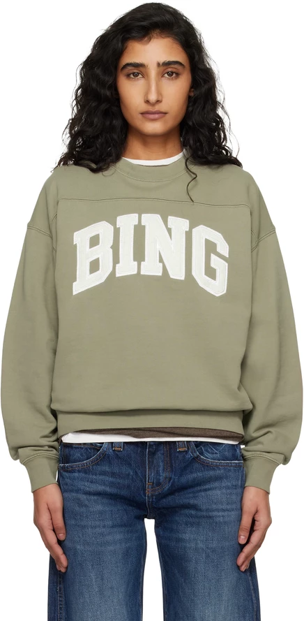 Женский свитшот ANINE BING Trenton Bing, выбеленный оливковый