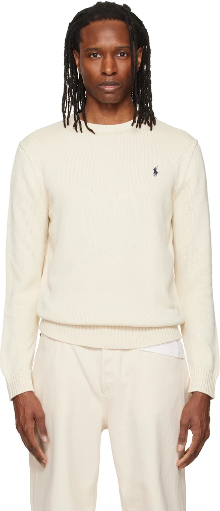 Мужской хлопковый свитер Polo Ralph Lauren, кремовый