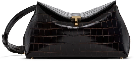 Женский клатч Toteme T-Lock Croco, темно-коричневый