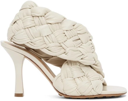 Женские босоножки Bottega Veneta Intrecciato, молочные