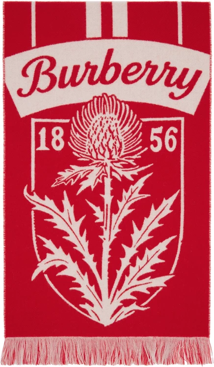 Женский шерстяной шарф Burberry с эмблемой, красный