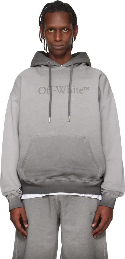 Мужское худи Off-White Gray Laundry Skate, черное деграде
