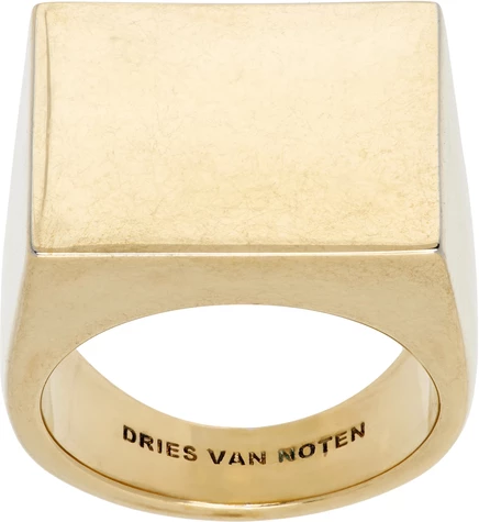 Мужское кольцо-печатка Dries Van Noten, матовое золото