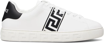 Мужские низкие кроссовки Versace White Greca, черно-белые