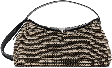 Плетеная кожаная сумка TOTEME Black & Beige с Т-образным замком черный/песочный