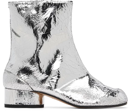Женские ботильоны Maison Margiela Tabi, серебристые