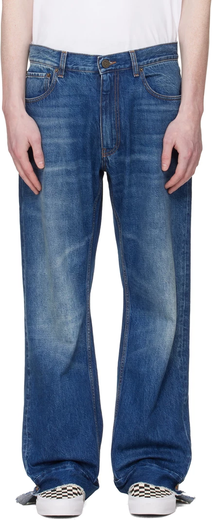 Мужские джинсы VETEMENTS Bootcut, выцветшие синие