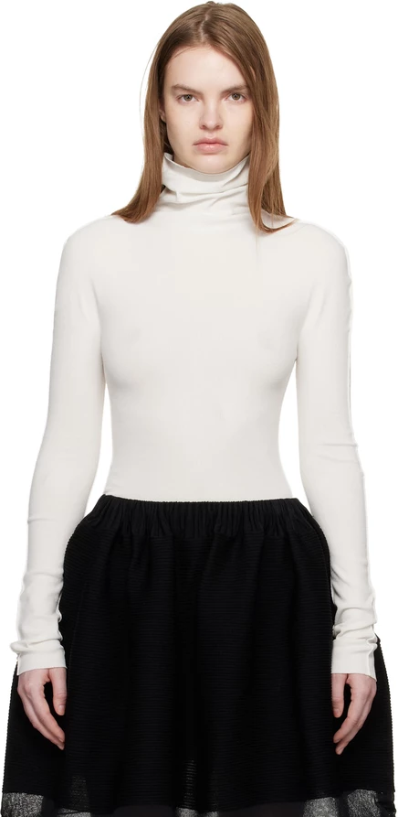 Женская водолазка Issey Miyake White December, хлопковая, белая