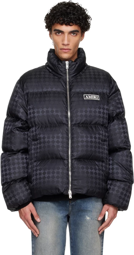 Мужская пуховая куртка Amiri MA Quad Jacquard, черная