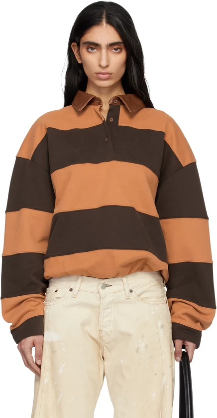 Женское поло Acne Studios, коричневое/коньячное