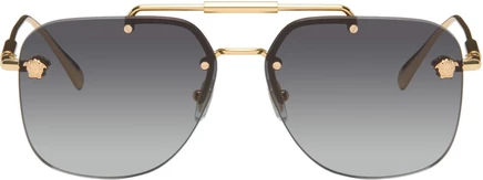 Мужские солнцезащитные очки Versace Medusa Pilot, золотисто-серые