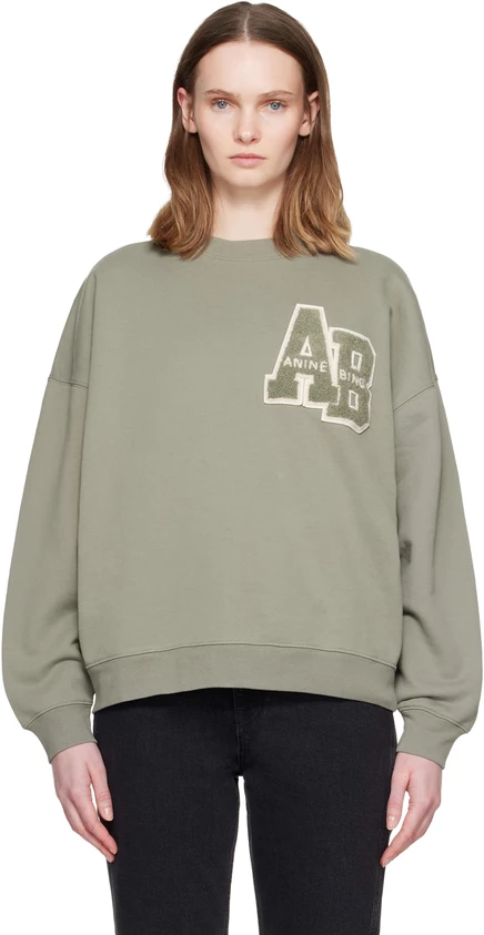 Женский свитшот Anine Bing Miles Letterman, шалфейный